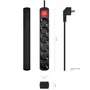 Aisens Regleta de 6 Tomas con Interruptor, Cable 1,4 m, Negro